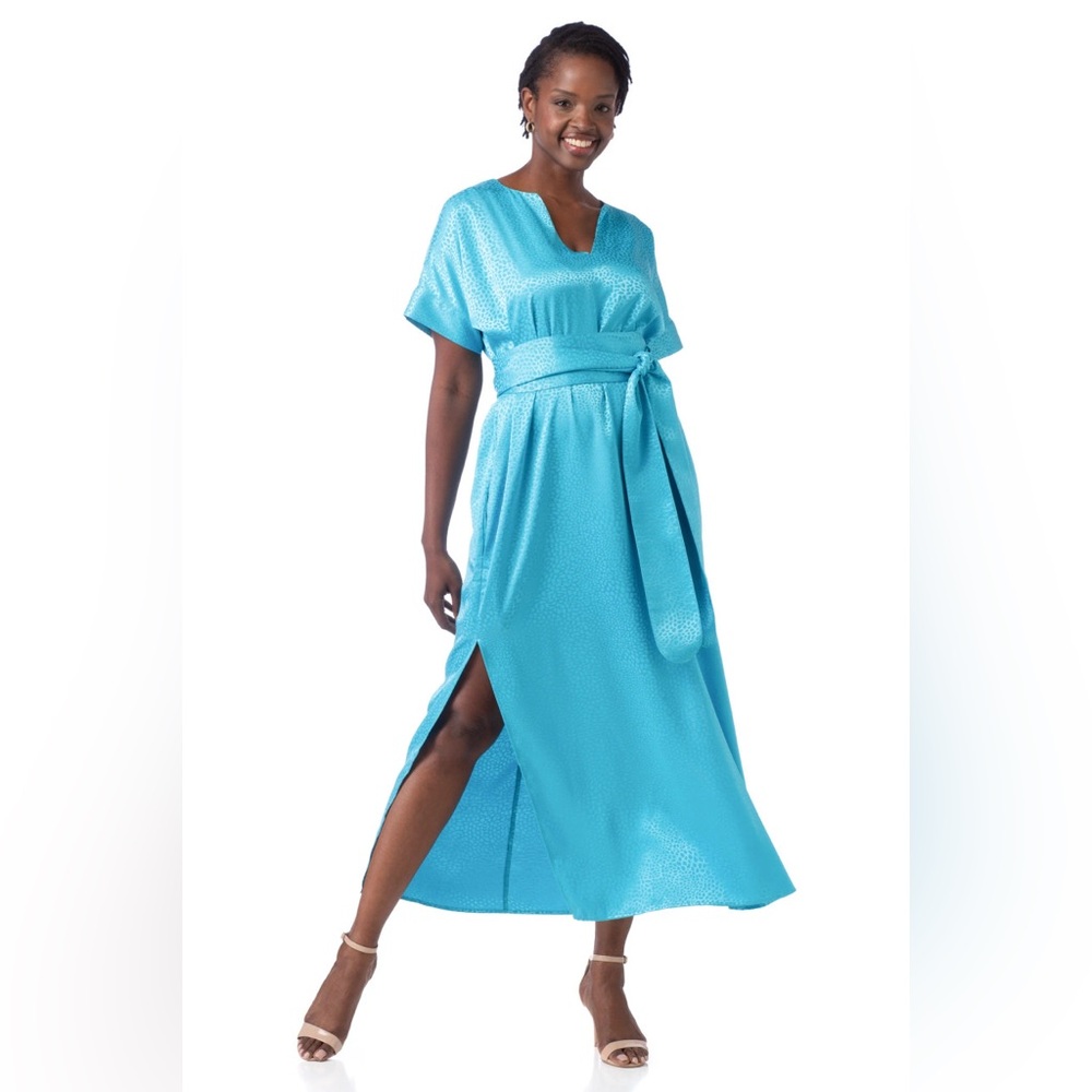CROSBY by Mollie Burch Blue Resort Wear Maxi Dress with Short Dolman Sleeves